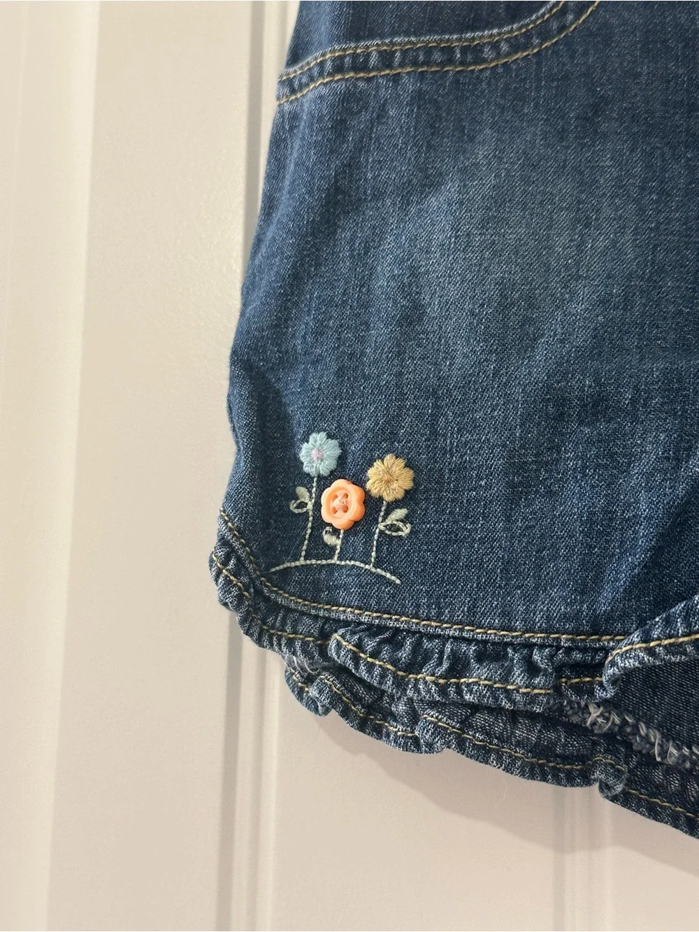 Gymboree Little Elephant Ruffle Denim Jean Shorts Sz 3T 2006 Summer Safari Line